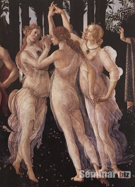▲ (그림 3) [봄] 중 ‘미의 세 여신’. 산드로 보티첼리. 1478년