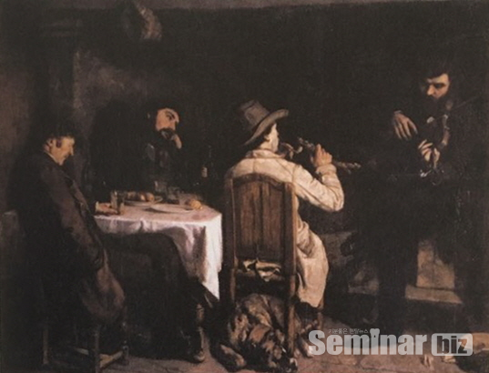 ▲ (그림 1) 오르낭에서 저녁식사 후. 귀스타브 쿠르베. 1848년