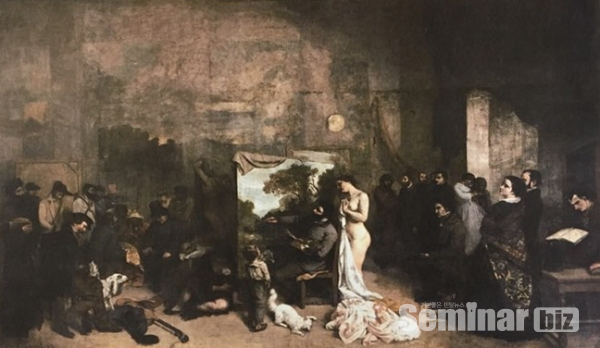▲ (그림 4) 화가의 작업실. 귀스타브 쿠르베. 1855년