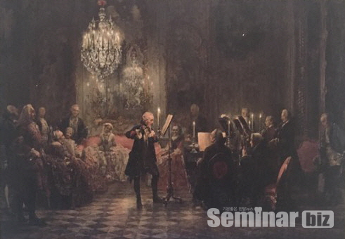 ▲ (그림 1) 상수시 궁전에서 열린 프리드리히 대왕의 플루트 연주회. 아돌프 폰 멘첼. 1850~1852년