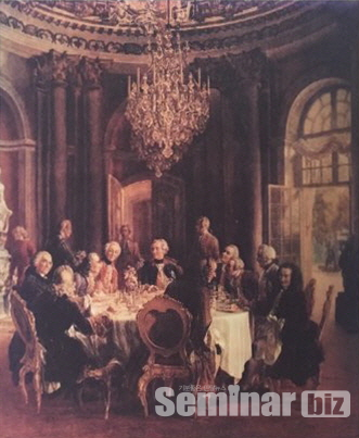 ▲ (그림 2) 상수시 궁전 프리드리히 대왕의 둥근 탁자. 아돌프 폰 멘첼. 1850년