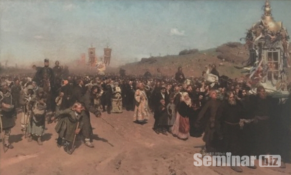 ▲ (그림 2) 쿠르스크 지방의 부활절 행렬. 일리야 레핀. 1880~1883년