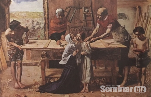▲ (그림 2) 부모의 집에 있는 예수. 존 에버렛 밀레이. 1849~1850년