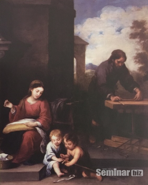 ▲ (그림 3) 세례 요한과 함께 있는 성가족. 바르톨로메 에스테반 무리요. 1660~1670년