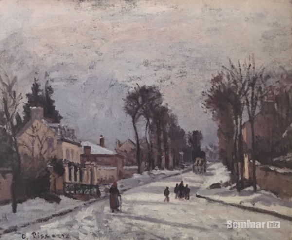 ▲ (그림 2) 루브시엔의 베르사유로 가는 길. 카미유 피사로. 1869년