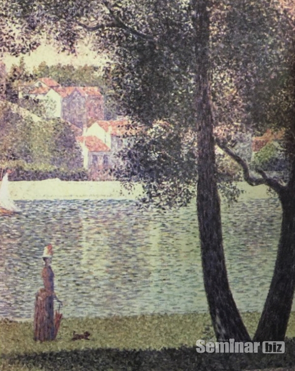 (그림 3) 쿠르브부아의 센강. 조르주 쇠라. 1885년