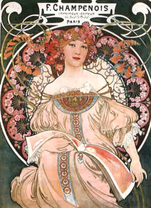 (그림 3), 샹프누아 인쇄소 포스터, 알폰스 무하, 1896년