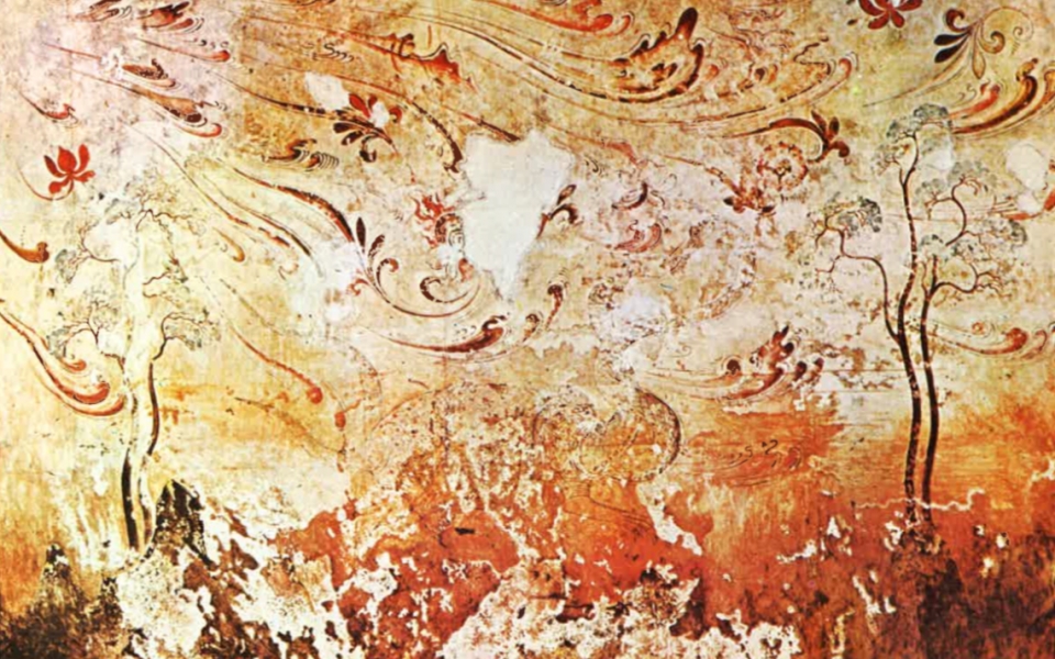 그림 4 : 진파리1호분의 수목도, 고구려, 7세기 전반