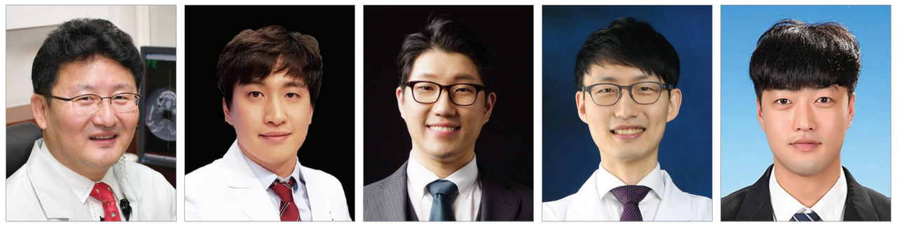 좌측부터 김현철 회장, 장호열 원장, 김영욱 원장, 김정호 원장, 박현준 선생