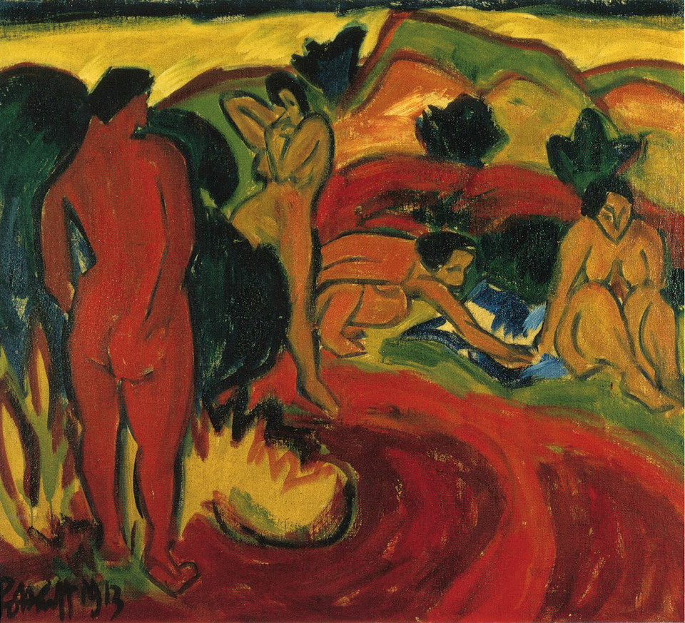 [해변에서 물놀이 하는 네 사람] 1913, 캔버스에 유채, 88×101cm, 하노버 슈프랭겜 미술관