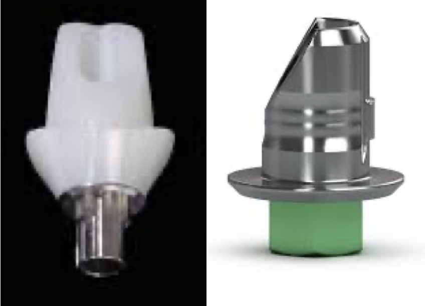 그림  2.  지르코니아  내관과  연결된  티타늄  링크(좌),  티타늄  링크(우)
