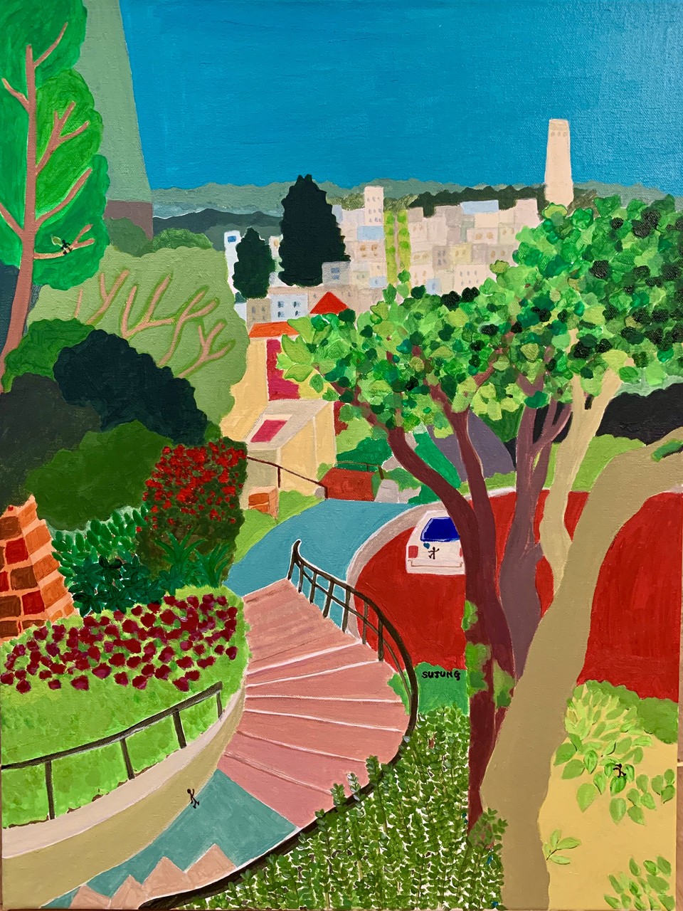[ Lombard street in San Francisco ], 45X 65 cm, Acrylic on canvas(2020)
