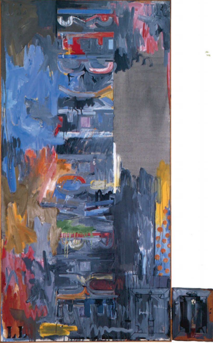 그림 1 느린 평면  1962. 캔버스에 유채 및 오브제 181x90cm, 스톡홀름 근대 미술관