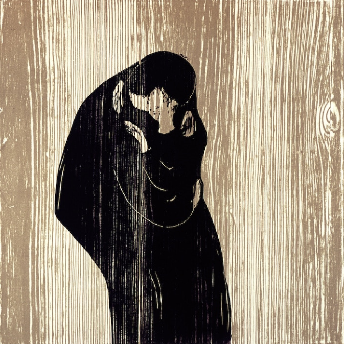 뭉크, 입맞춤 목판화 1896년 44.7/44.7 cm