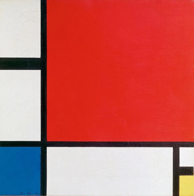 《빨강, 파랑과 노랑의 구성 II(Composition II in Red, Blue, and Yellow)》, 피트 몬드리안, 1930, 캔버스에 유화.