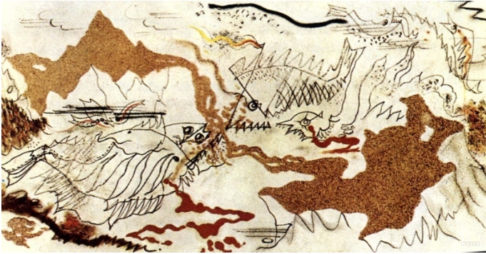 물고기들의 전쟁 , 1926년  믹스트미디어 36/73cm , 뉴욕현대미술관