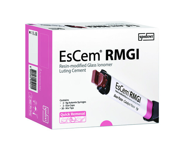 스피덴트가 국내 최초 합착용 RMGI(레진강화형 글라스아이오노 시멘트 EsCem RMGI 제품을 출시했다.