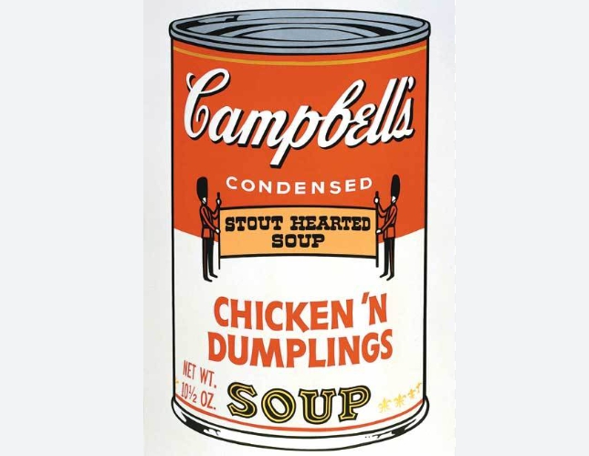 「캠벨수프 깡통(라이스와 치킨, 베이컨과 콩), 1962년, 캔버스 위에 아크릴릭, 2면(각 51×40.5cm), 독일 아브테베르크 미술관