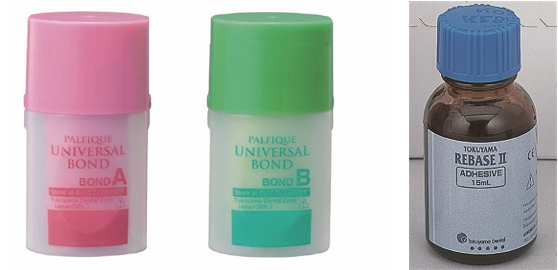 △  (그림 96) Tokuyama 사의 Universal Bond(A, B 용액 혼합해 사용)와 Rebase adhesive.